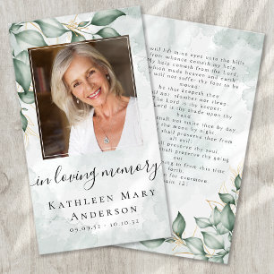 Tarjeta de plegaria conmemorativa conmemorativa de