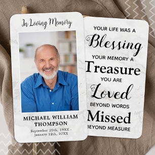 Tarjeta de plegaria conmemorativa conmemorativa de