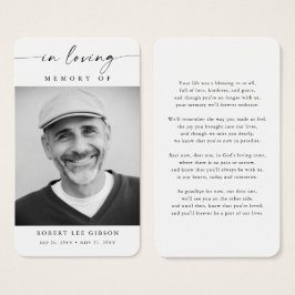 Tarjeta de plegaria conmemorativa de la simpatía p