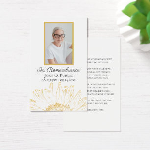 Tarjeta de plegaria conmemorativa del funeral gráf