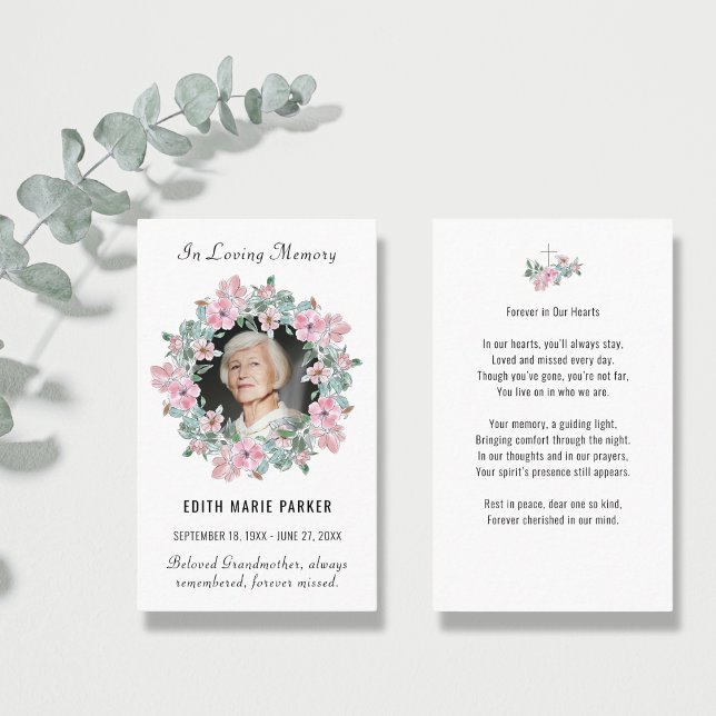 Tarjeta de plegaria conmemorativa floral en memori (Subido por el creador)