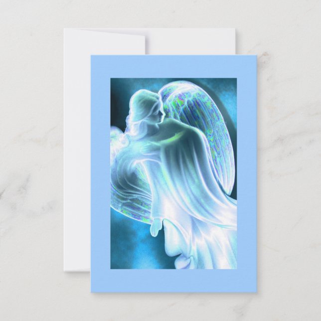 Tarjeta de plegaria de Blue Angel Comforting (Anverso)