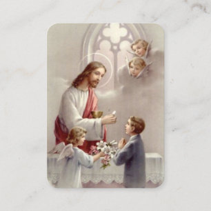 Tarjeta de plegaria de la primera comunión sagrada