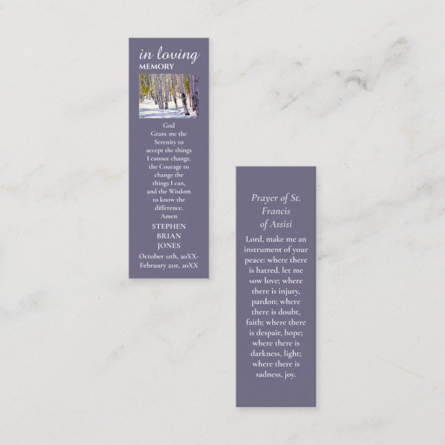 Tarjeta de plegaria de pintura con simpatía por la (Anverso / Reverso)