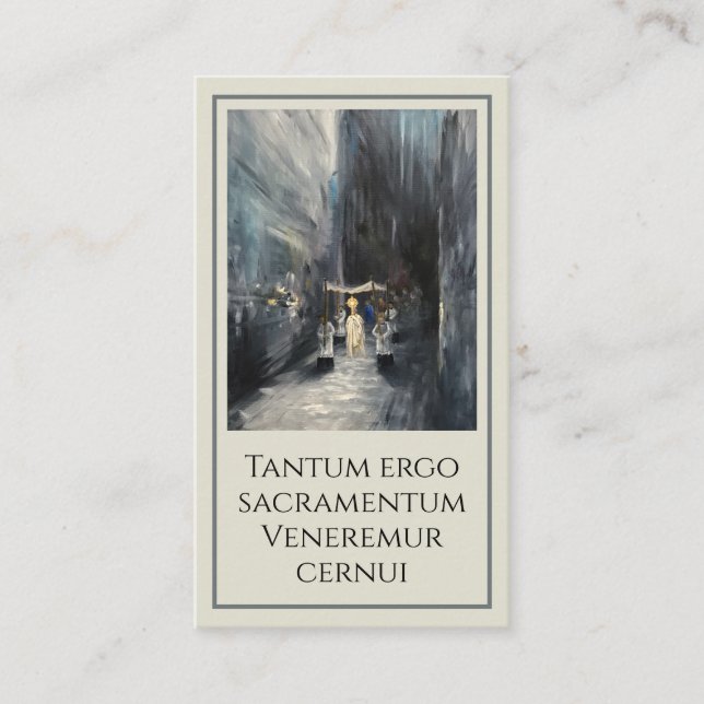 Tarjeta de plegaria de pintura de procesión eucarí (Anverso)