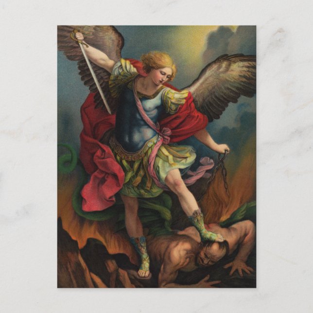 Tarjeta de plegaria de san Miguel Arcángel (Anverso)