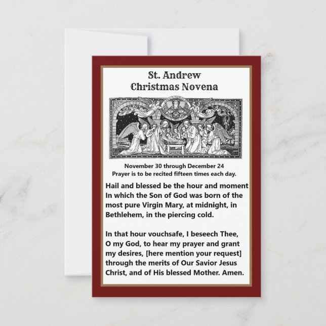 Tarjeta de plegaria de St. Andrew Novena para navi (Anverso)