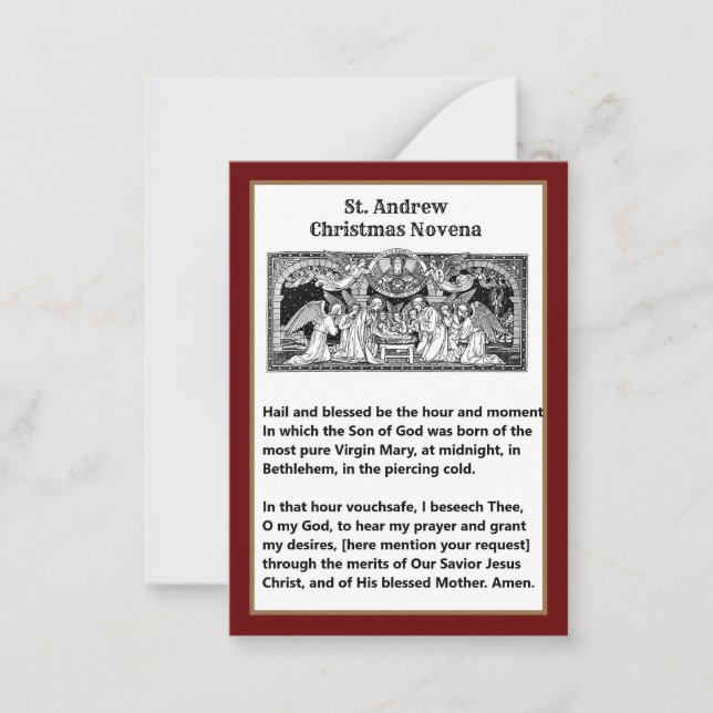 Tarjeta de plegaria de St. Andrew Novena para navi (Anverso)