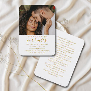 Tarjeta de plegaria dorada de foto de doble homena