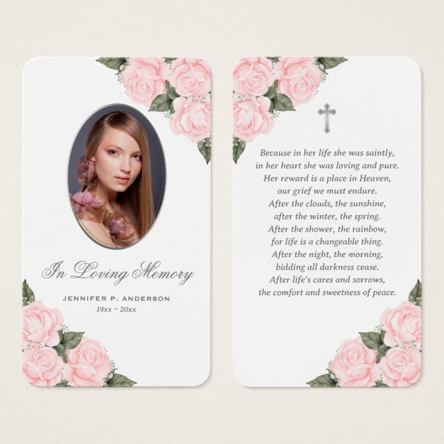Tarjeta de plegaria funeral conmemorativa floral d (Anverso y reverso)