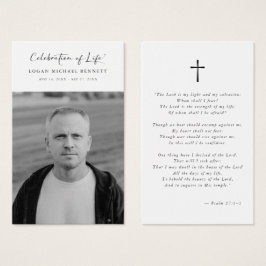 Tarjeta de plegaria funeraria bíblica para la cele