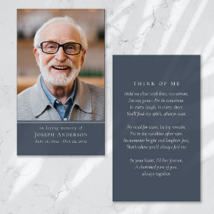 Tarjeta de plegaria funeraria Blue Simple Modern P