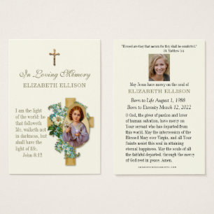 Tarjeta de plegaria funeraria Child Jesus Scriptur