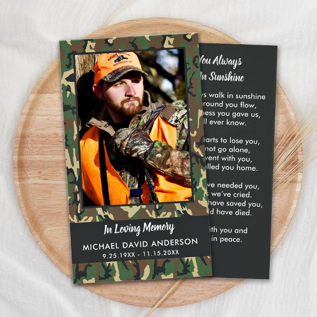 Tarjeta de plegaria funeraria conmemorativa Camo F (Subido por el creador)