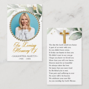 Tarjeta de plegaria funeraria de foto botánica