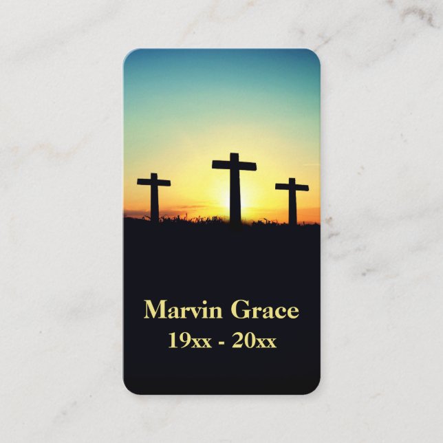 Tarjeta de plegaria funeraria de tres cruces Sunse (Anverso)