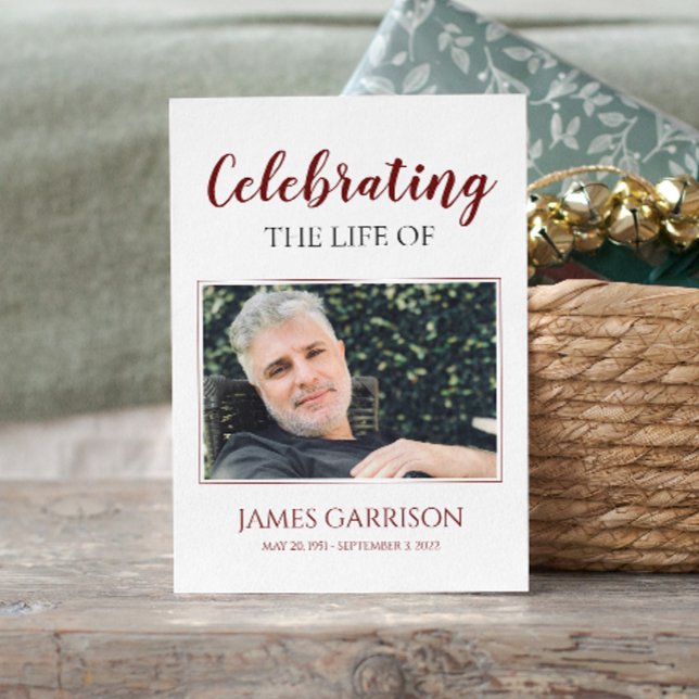 Tarjeta de plegaria funeraria elegante y roja con  (Subido por el creador)