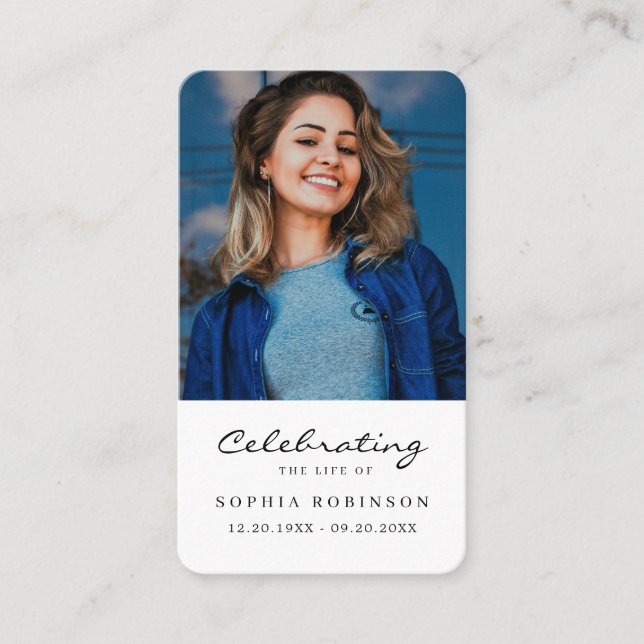 Tarjeta de plegaria funeraria fotográfica de la ce (Anverso)