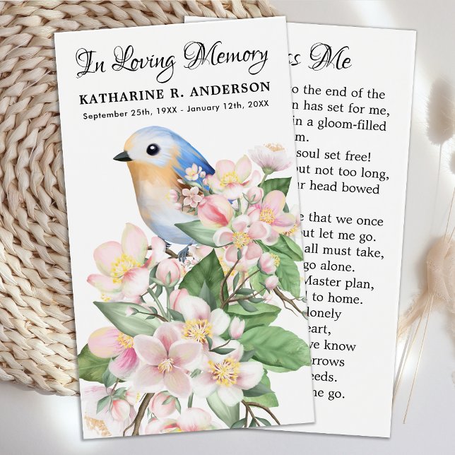 Tarjeta de plegaria funeraria memorial Bird Floral (Subido por el creador)