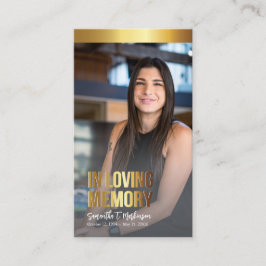 Tarjeta de plegaria funeraria moderna de oro y fot