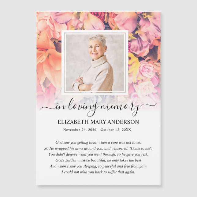 Tarjeta de plegaria funeraria simpatizante de foto (Anverso)