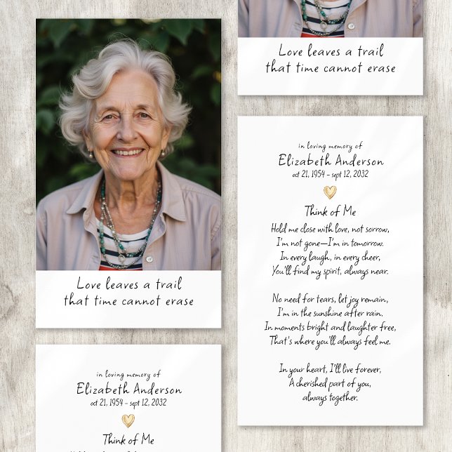 Tarjeta de plegaria funeraria simple con foto de c (Subido por el creador)