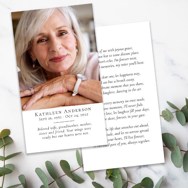 Tarjeta de plegaria funeraria simple moderna de fo (Subido por el creador)