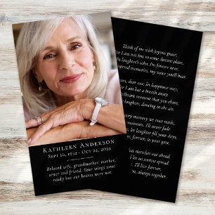 Tarjeta de plegaria funeraria simple moderna de fo