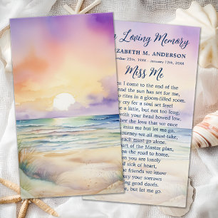 Tarjeta de plegaria moderna funeral de Sunset Beac