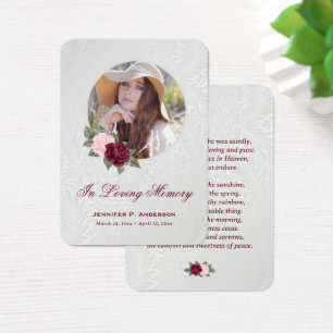 Tarjeta de plegaria para funerales conmemorativos