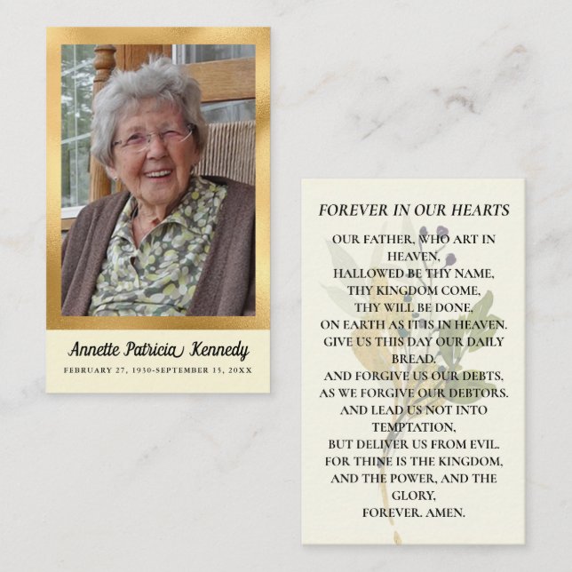 Tarjeta de plegaria para funerales de fotografía b (Anverso / Reverso)