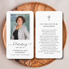 Tarjeta de plegaria simple para honores funerales 