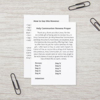 Tarjeta de plegaria simple para la Santa Comunión
