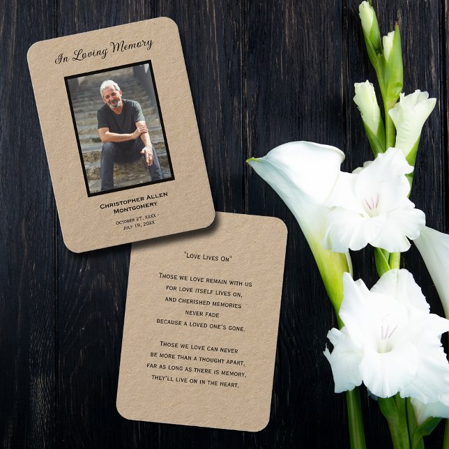 Tarjeta de plegaria simple para simpatía por fotog (Simple funeral photo memorial keepsake bookmark prayer cards with a poem or prayer on the back)