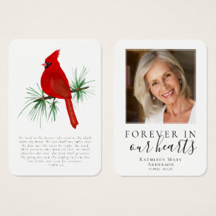 Tarjeta de plegarias conmemorativas para cardenale
