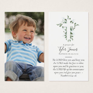 Tarjeta de plegarias de bautismo fotográfico compl