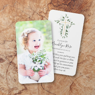 Tarjeta de plegarias de bautismo fotográfico compl