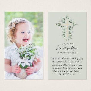 Tarjeta de plegarias de bautismo fotográfico compl