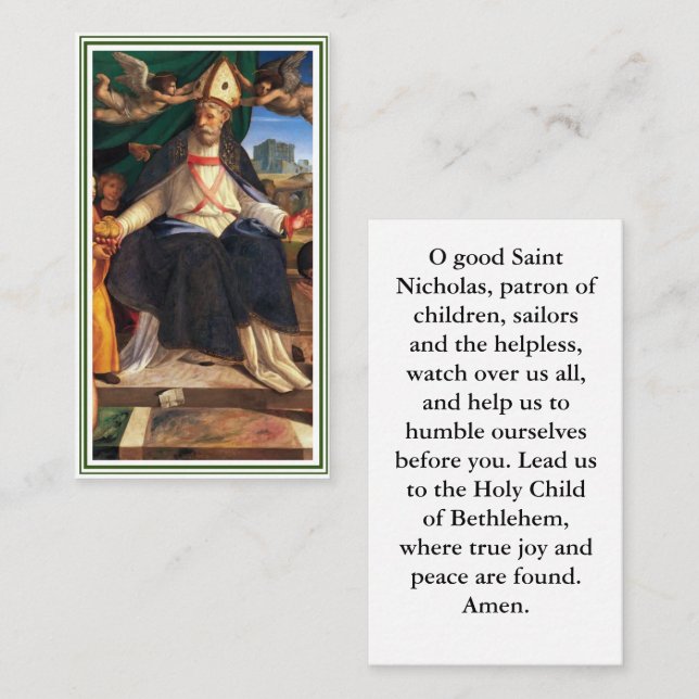 Tarjeta de plegarias de personalizable San Nicolás (Anverso / Reverso)