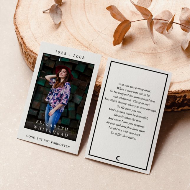 Tarjeta de plegarias de simpatía fotográfica (Large photo memorial card that is a perfect keepsake at your loved ones celebration of life.)