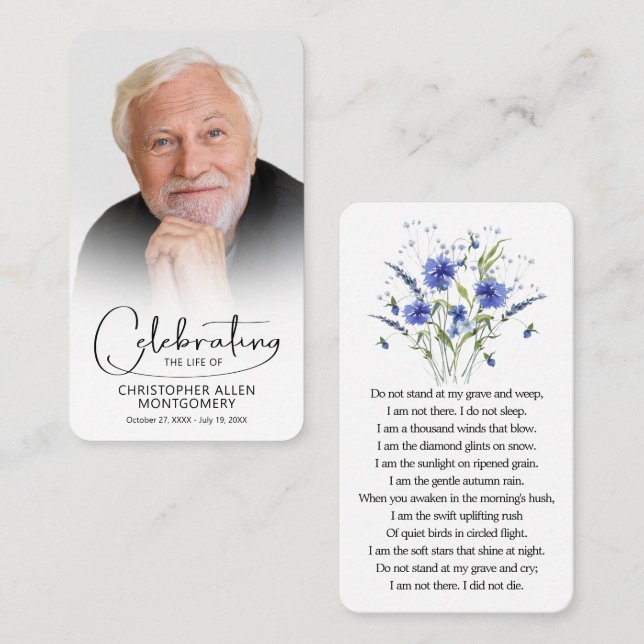 Tarjeta de plegarias fotográficas para la celebrac (Anverso / Reverso)
