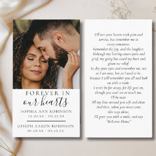 Tarjeta de plegarias funerales de fotografía conme