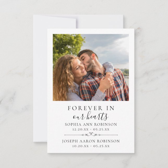 Tarjeta de plegarias funerales de fotografía conme (Anverso)