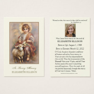 Tarjeta de plegarias funerarias católicas Jesús Bu