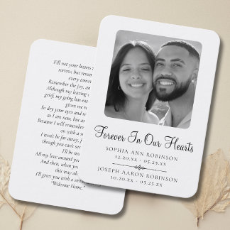 Tarjeta de plegarias funerarias de doble foto conm