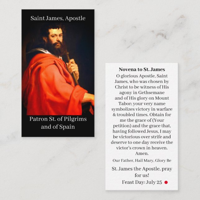 Tarjeta de plegarias St. James the Apostle Novena (Anverso / Reverso)