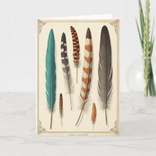 Tarjeta de plumas del Día del Padre Vintage