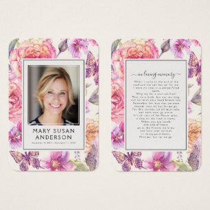 Tarjeta de poema conmemorativa floral rosa rosa fo