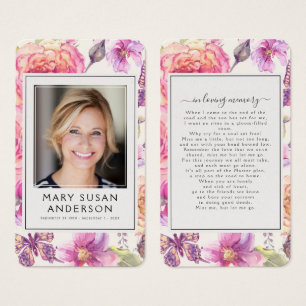 Tarjeta de poema conmemorativa floral rosa rosa fo