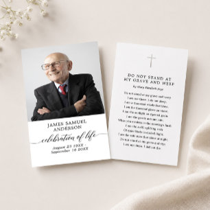 Tarjeta de poema conmemorativo de funeral de celeb